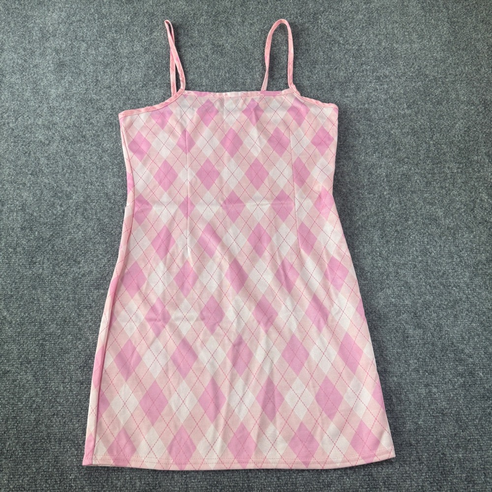 59 Style Dress Pink Argyle Spaghetti Strap Knit Mini Medium Y2K NWT